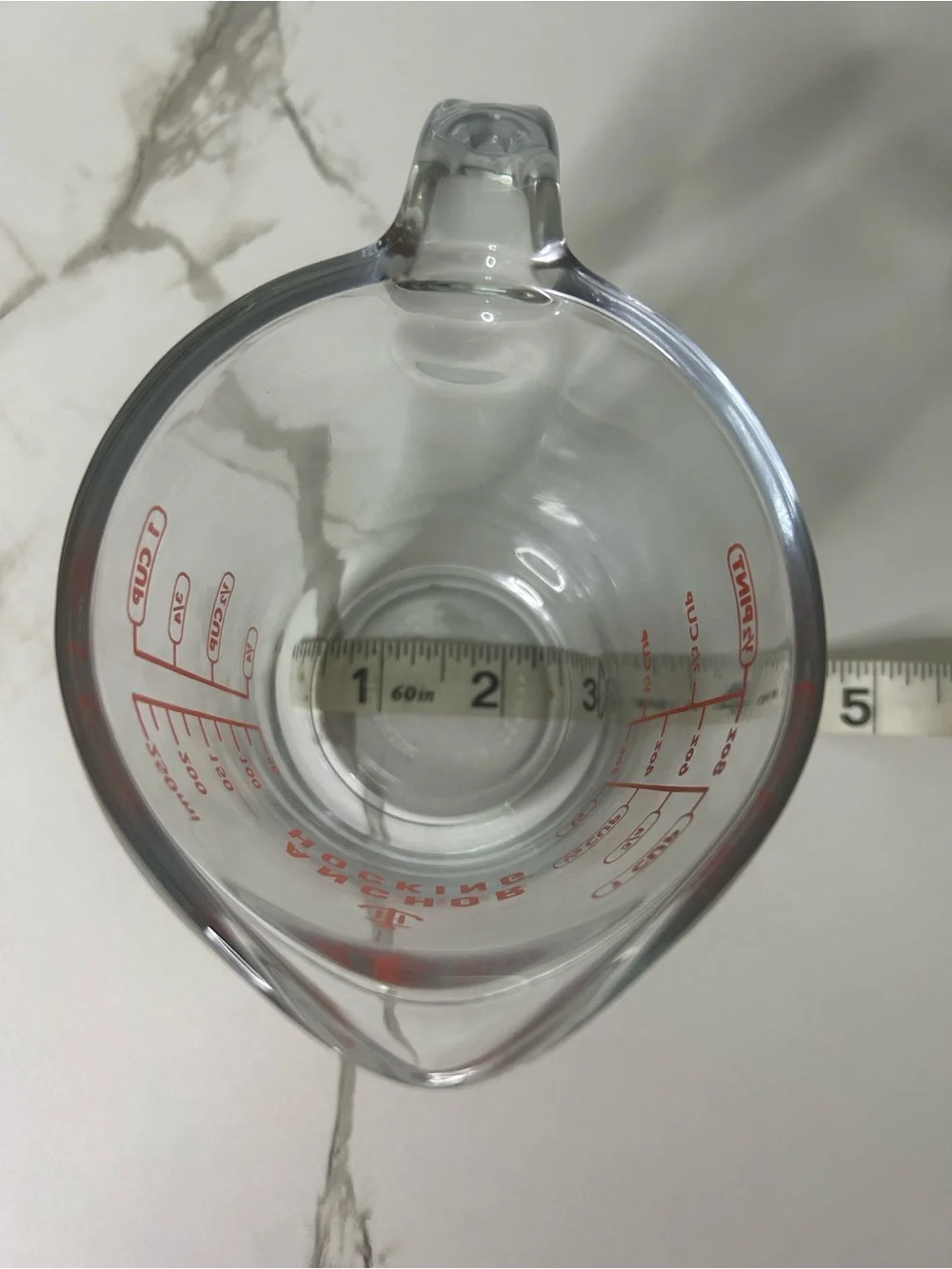 Anchor Hocking Clear Glass Measuring Cup with Red Markings